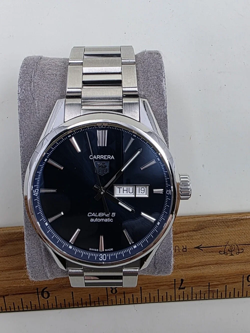 TAG Heuer Carrera Calibre 5 Automatic Men's Day-Date Watch in Blue and Silver